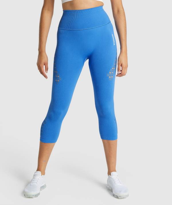 Damske Legíny Gymshark Energy Seamless Cropped Modre | PZ6253781